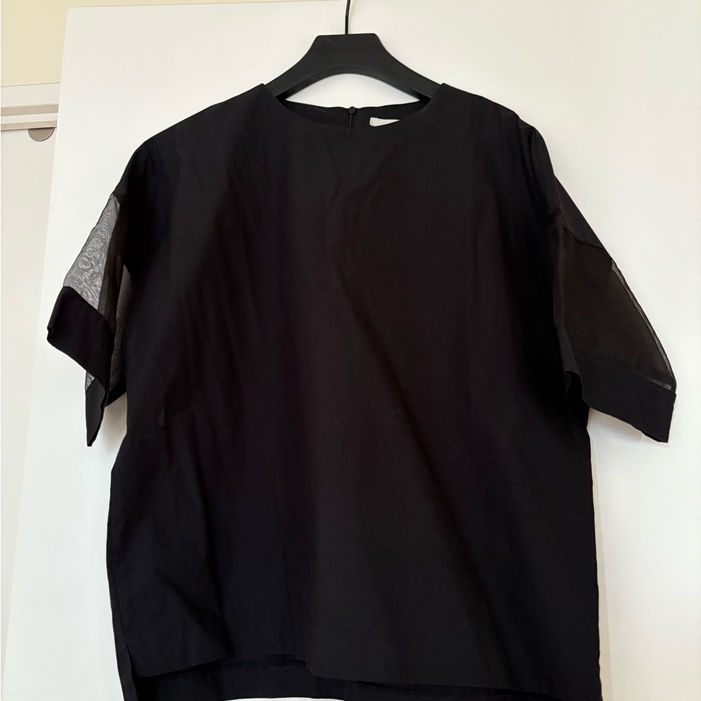 Black organza-trimmed blouse
